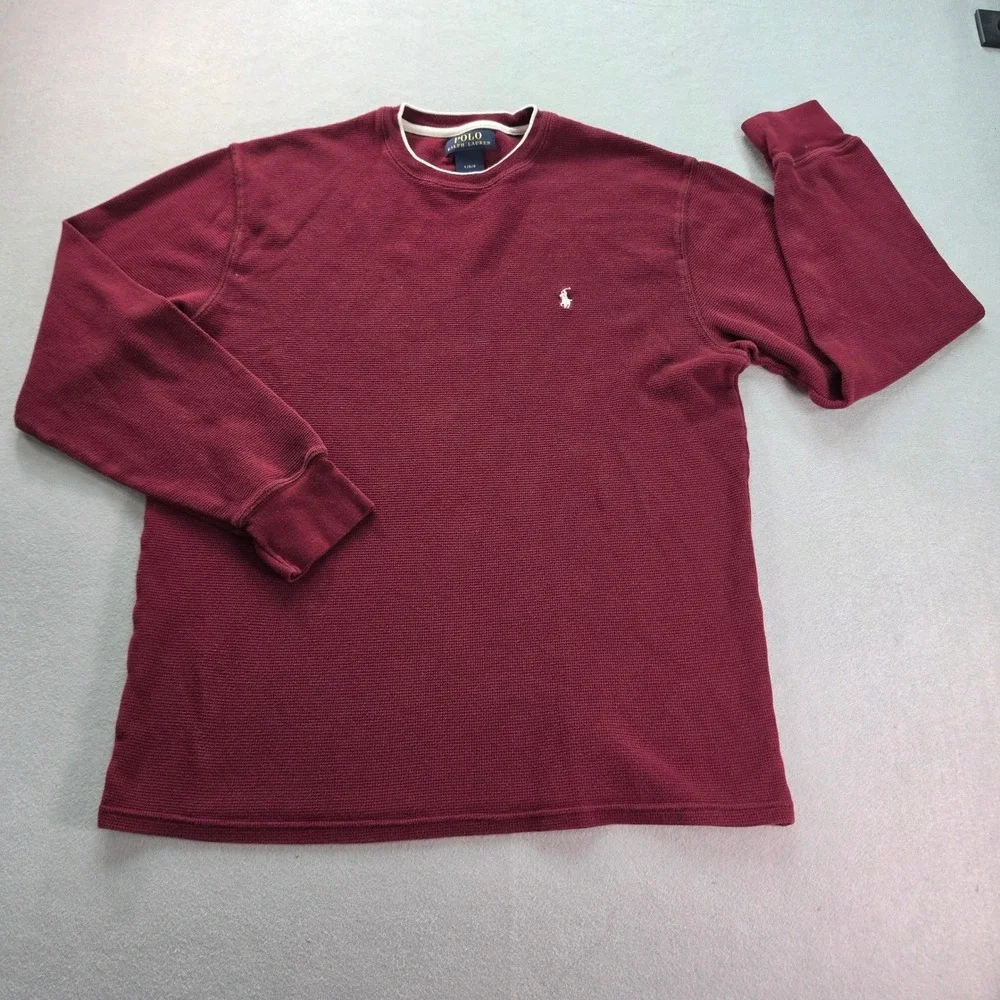 Polo Ralph Lauren Men's Burgundy Waffle Knit Thermal Shirt Preppy Classic L